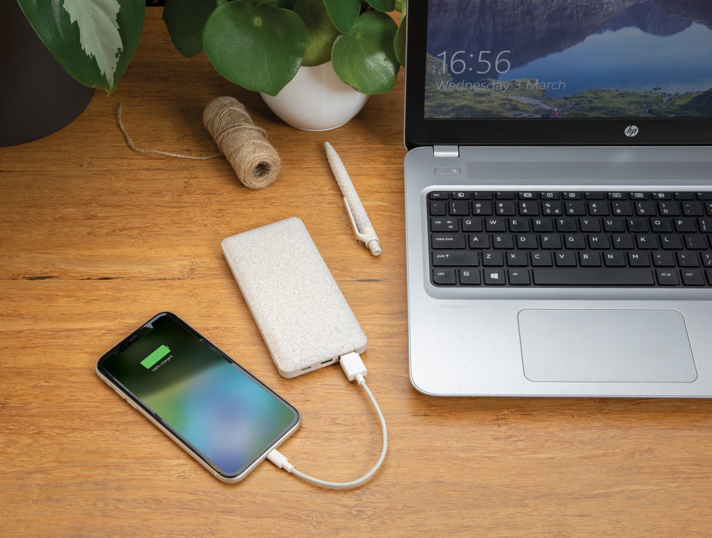 Power bank | 10.000 mAh | Natuurlijke tarwevezel | bruin