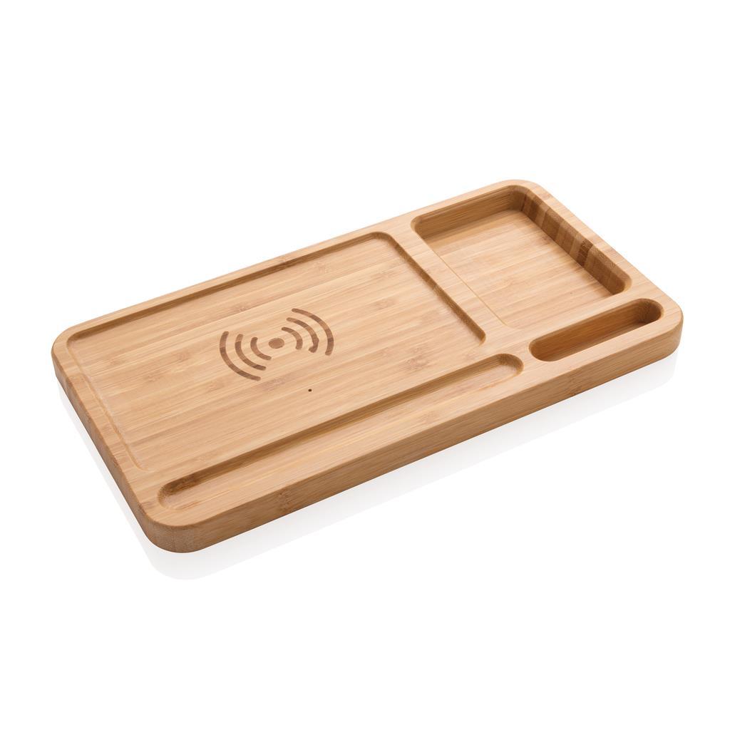 Bureau organizer | Draadloze oplader | Bamboe | 5W | Bruin