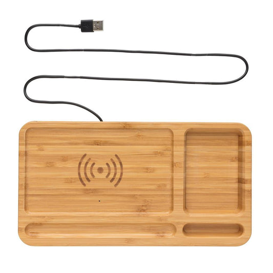 Bureau organizer | Draadloze oplader | Bamboe | 5W | Bruin